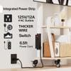 Duiliuu Mobile TV Stand with Power Outlet, Wood Shelf Portable TV Stand on Wheels for 32 to 55 65 70 75 inch Television, Height Adjustable White TV Cart, Holds up to 130LBS, Vesa 600400mm. view 2