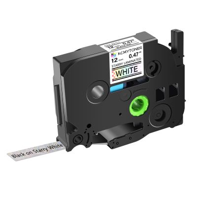 KCMYTONER 1 Pack Compatible for Brother P-Touch TZe TZ Tape TZe-231L1 TZ-231L1 12mm 0.47 Black on White Laminated Glitter Rainbow Starry Bling Label Maker Tape for PT-P700 PT-D210 PT-D400 PT-D450
