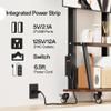 Duiliuu Rolling TV Stand with Power Outlet, Mobile TV Stand on Wheels with Wood Shelf for 32 to 75 inch Television, Height Adjustable Portable Black TV Cart, Holds up to 130LBS, Vesa 600400mm. view 2