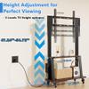 Duiliuu Rolling TV Stand with Power Outlet, Mobile TV Stand on Wheels with Wood Shelf for 32 to 75 inch Television, Height Adjustable Portable Black TV Cart, Holds up to 130LBS, Vesa 600400mm. view 4