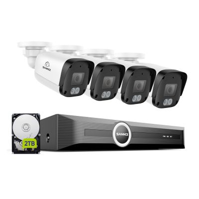 SANNCE 5MP PoE Security System, 8CH 6MP Surveillance NVR with 4PCS 5MP HD Weatherproof Bullet Cameras with H.265 Video Compression, Smart IR LED, APP Push Alert, Remote Access (2TB HDD)