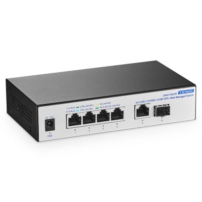 10G Web Managed Switch, 4x2.5G RJ45 + 10G RJ45 + 10G SFP Ports, LACP/VLAN/QoS, Fanless Metal, YuLinca Ethernet Switch for NAS/Gaming/8K Streaming