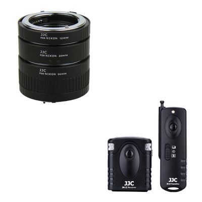 JJC F Mount Auto Focus Macro Extension Tube Set & Wireless Remote Control Shutter Release for Nikon D750 D780 D7500 D7200 D7100 D7000 D5600 D5500 D5300 D5200 D5100 D5000 D3300 D3200 & More Cameras