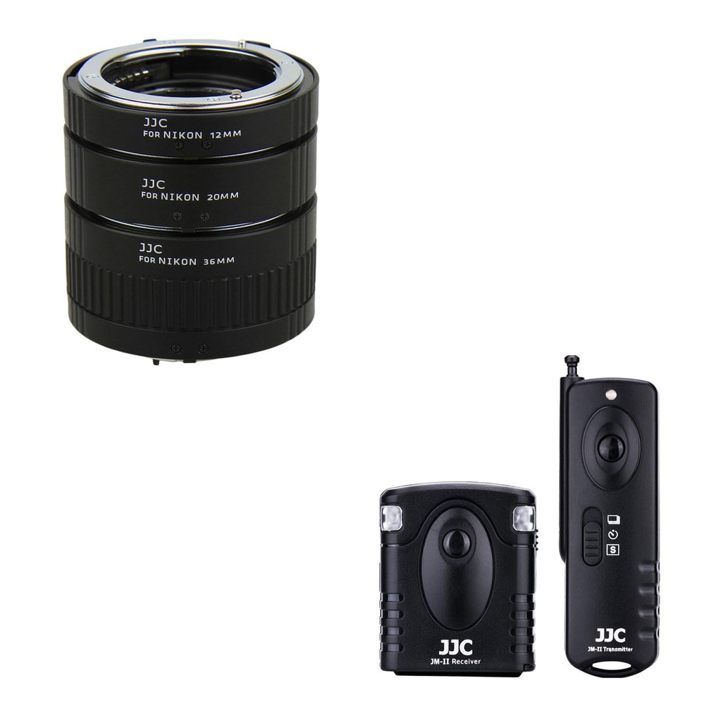 JJC F Mount Auto Focus Macro Extension Tube Set & Wireless Remote Control Shutter Release for Nikon D750 D780 D7500 D7200 D7100 D7000 D5600 D5500 D5300 D5200 D5100 D5000 D3300 D3200 & More Cameras