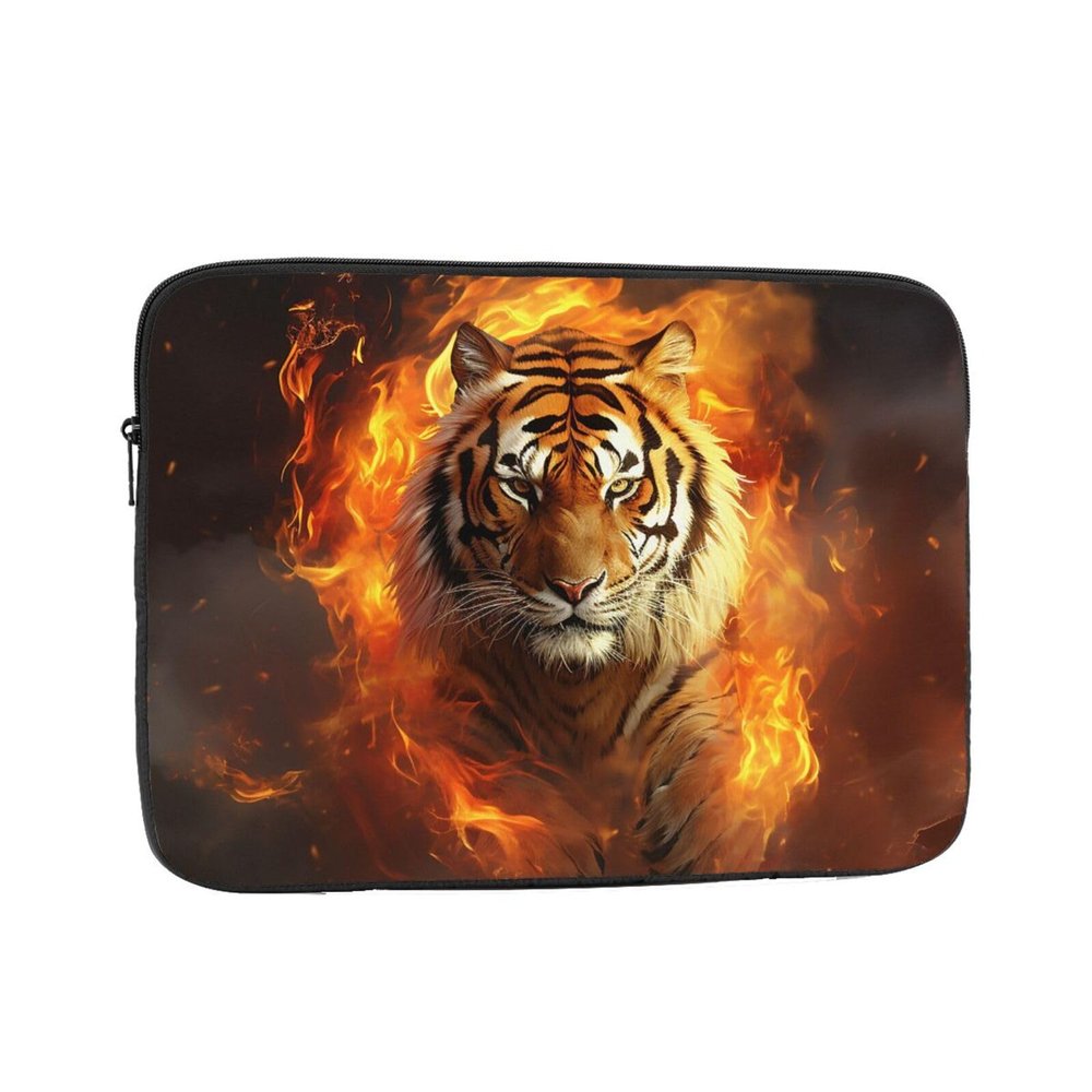 13 Inch Laptop Sleeve Bag Waterproof Shockproof Laptop Case Bags Lightweight Computer Skin Bag Cool Tiger in Flame Tablet Carrying Case