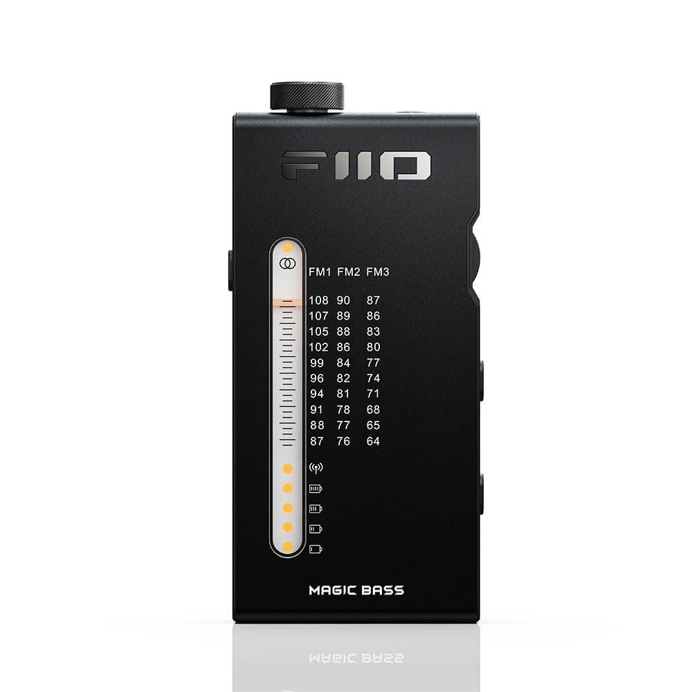 FiiO RR11 Portable HiFi FM Stereo Radio Receiver with Analog PVR Tuning, BASS+3D Sound Effects, 64MHz-108MHz (Black, Hi-Res Audio Certified)