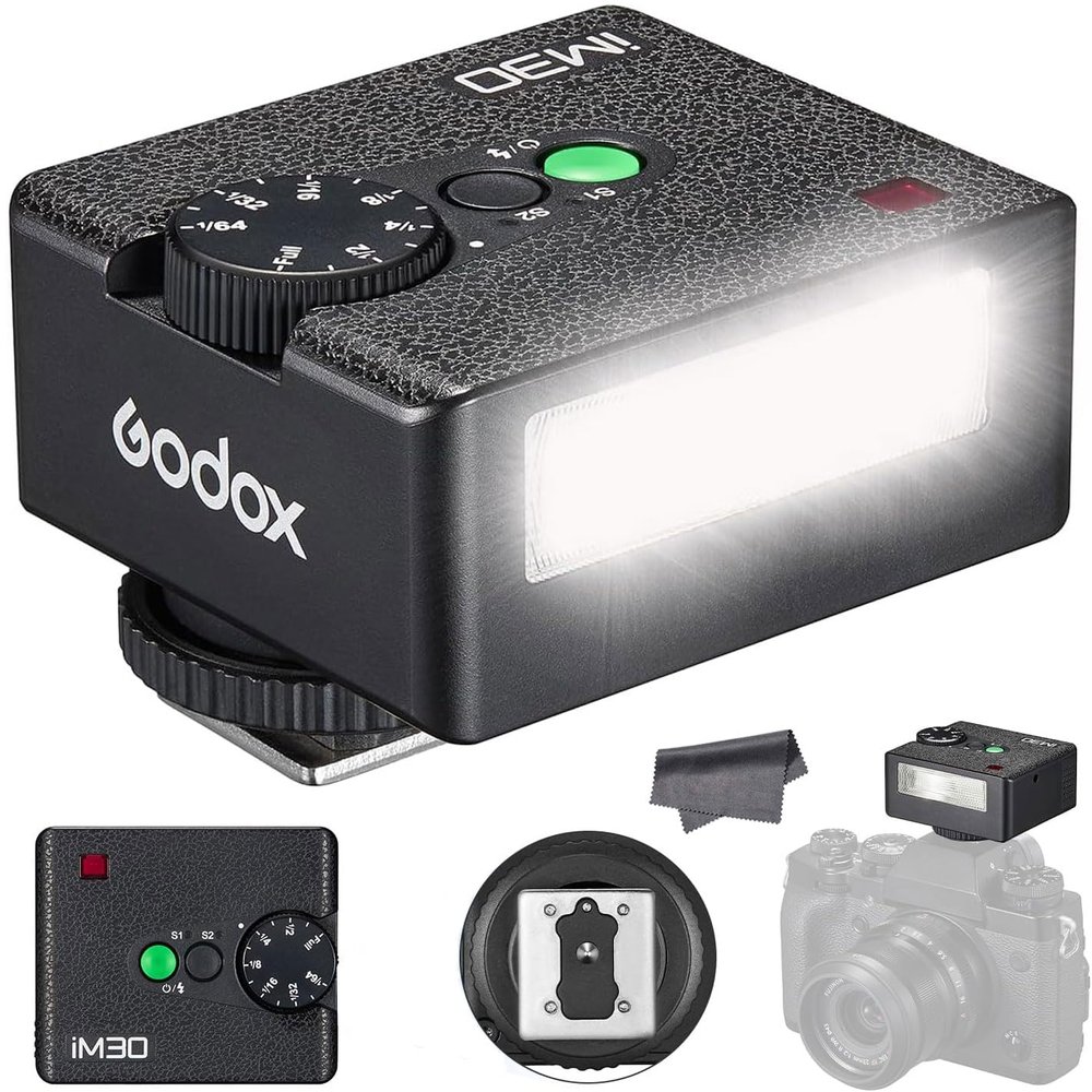 Godox iM30 Mini Flash for Camera,GN15, 7 Power Levels, CCT 6500K200K with S1/S2 Optical Control Small Attachment Speedlite for Canon/Sony zv1 /Sony zve10 /Nikon/Fujifilm/Olympus/Ricoh gr III