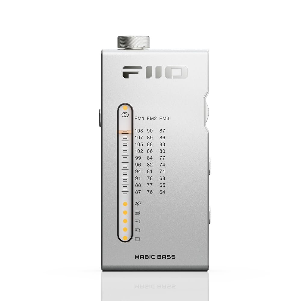 FiiO RR11 Portable HiFi FM Stereo Radio Receiver with Analog PVR Tuning, BASS+3D Sound Effects, 64MHz-108MHz (Silver, Hi-Res Audio Certified)
