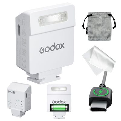 Camera Flash Godox iM22 Godox Flash - GN10/470 mAh/Type-c Charge/440 Full-Power Flashes/3s Recycle Times/5 Power Levels/Manual, Camera Flash for Sony zv1/Sony zve10/Ricoh gr3/Fujifilm f1 etc. (White)