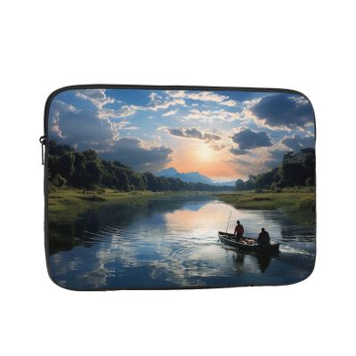 10 Inch Laptop Sleeve Bag Waterproof Shockproof Laptop Case Bags Lightweight Computer Skin Bag Fishing Scenic Tablet Carrying Case