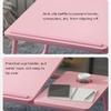 Adjustable Laptop Bed Desk,Cup Holder/Baffle Design/Folding Leg Portable Multifunctional Bed Tray Table,Writing Eating Bed Table Write (Blue 21.7inchs) view 3