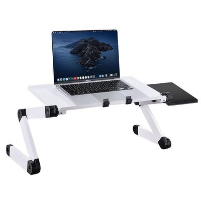 Adjustable Laptop Stand Lap Desk with Mouse Pad Ergonomic Height Angle Tilt Aluminum Table with Fan Folding Portable Computer Table