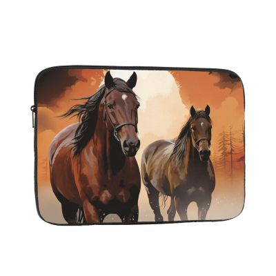 13 Inch Laptop Sleeve Bag Waterproof Shockproof Laptop Case Bags Lightweight Computer Skin Bag Brown Horse Silhouette Tablet Carrying Case