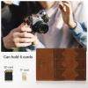 AfitLulu Memory Card Holder, Foldable Gaming SD Card Holder with Metal Snap Button and 6 Card Slots, Portable Retro Leather Guitar Pick Case for Travel or Daily Storage (Brown) view 4