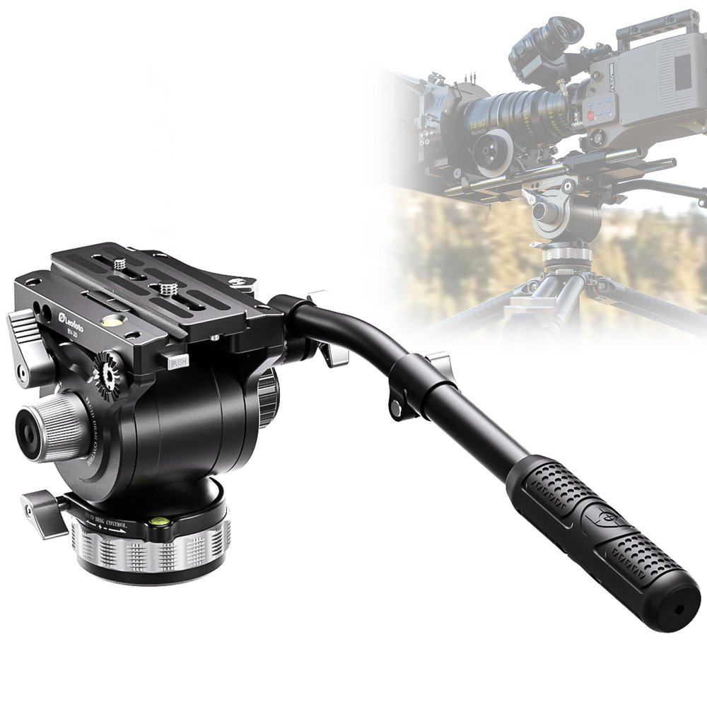 Leofoto Heavy Duty Video Camera Tripod Fluid Drag Pan Head with Arca Plate for DSLR Camera,Camcorders, 360 Rotating Tripod Head with Pan Lock, Load up to 33lbs (BV-20)