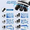 ddingsmafosee Hd Electronic Microscope,Microscope Kit with Science Gift Pack,Equipped with Upper and Lower Double Led Lights,Auto Focus,45 Tilt Head,Support Screen Projection Observation view 2