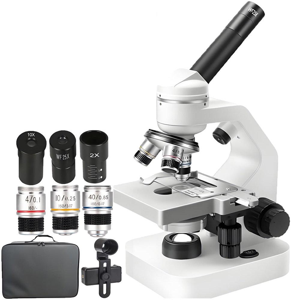 ddingsmafosee Compound Microscope for Adults & Kids-40x-2000x Hd Biological Microscope,Ebc Optical Coated Lenses Monocular Microscope,for Students,Schoollab & Home Education,with Mobile Phone Holder