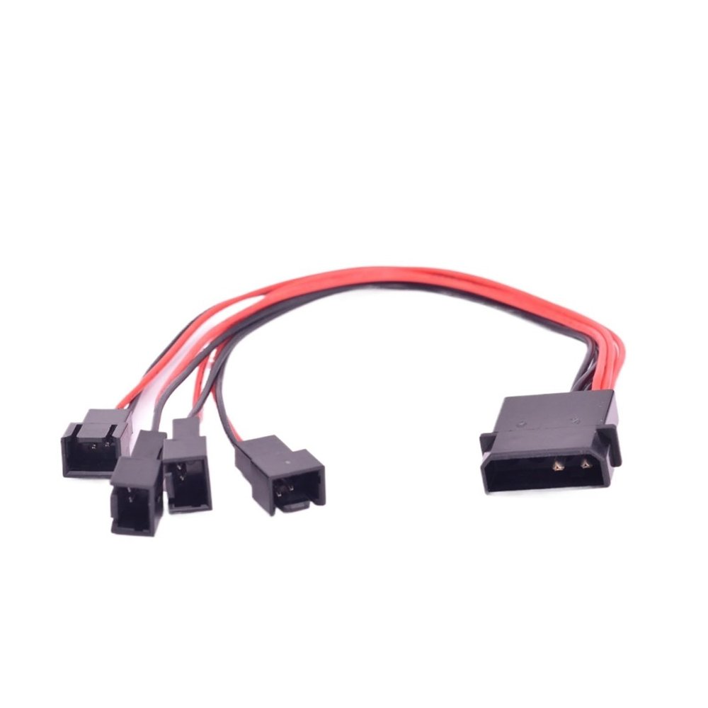 YWZBQL Wen ST IDE Male Port 1 to 4 Ways 3Pin Fan Male Port Cable D Plug to3 Pin Cooler Y Splitter Power Supply Cable 12V