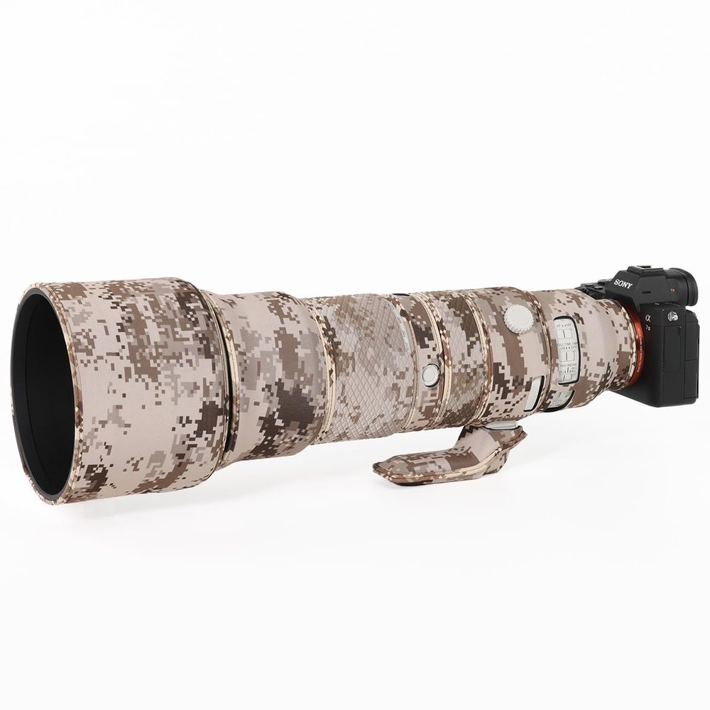 CHASING BIRDS Lens Camouflage Waterproof Coat for Sony FE 400-800mm F6.3-8 G OSS Rainproof Lens Protective Cover SEL400800 (Brown Grid, with 1.4X TC (SEL14TC))
