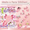 32 Pcs Axolotl Make a Face Sticker Make Your Own Cute Axolotl Stickers Cartoon Pink Animal Vinyl Waterproof Stickes for Birthday Party School Activity view 3