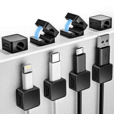 8 Pack Magnetic Cord Organizer Holder, Adjustable Cable Clips, Strong Adhesive Desk Cable Management Clips for Nightstand, Office, Car, Easy Open Design for Tidy Wire Organization