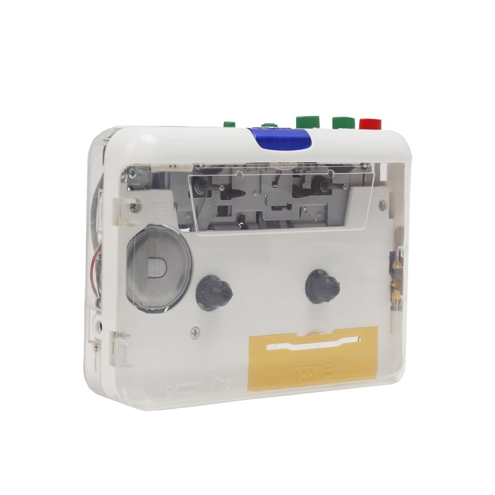 Portable Cassette Player, Transparent ABS with Colorful Buttons for Music