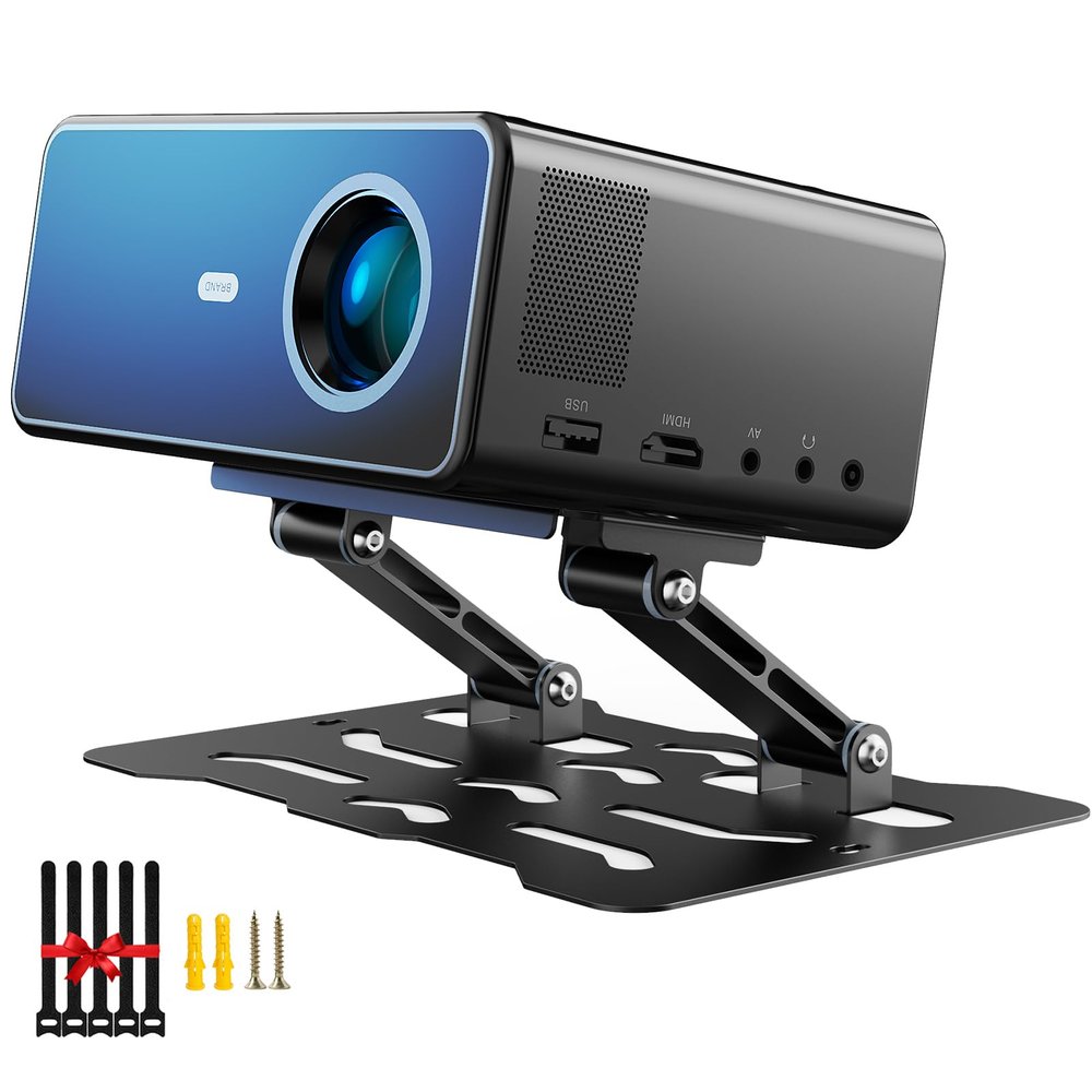 3-in-1 Adjustable Projector Mount Stand Universal Ceiling/Wall/Table Mount with 180 Dual-Axis Rotation, Multi-Hole Design, Anti-Slip Pads, 1/4" Screw Compatible for Mini & Standard Projectors