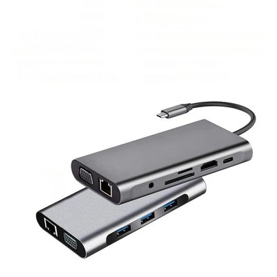 BOXUWFO HONGP 100M/1000Mbps Ethernet to USB C Adapter Docking Station USB TY>pe C to HDMI HUB 4K 30HZ(S101 10-in-1)