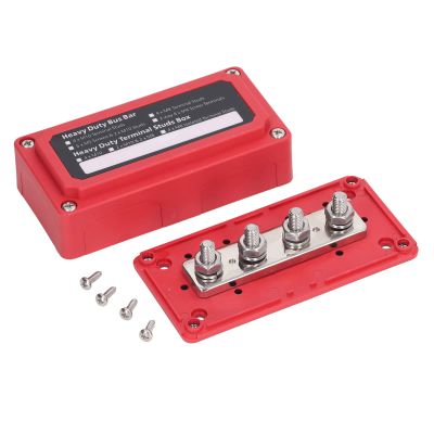 Nutriess Bus Bar 48V 300A, Stud Power Distribution Block, Screw Terminal, M8, for Automobile Boat, Red, optimized for efficient power distribution and safety. (Red)