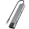 BOXUWFO HONGP 100M/1000Mbps Ethernet to USB C Adapter Docking Station USB TY>pe C to HDMI HUB 4K 30HZ(S81-100M 8-in-1) view 3