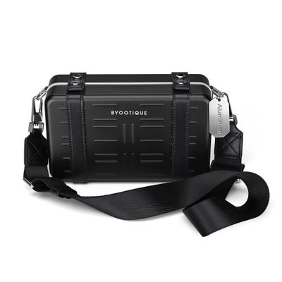 BYOOTIQUE Aluminum Hard Shell Purse with Strap Cosmetic Makeup Case Travel