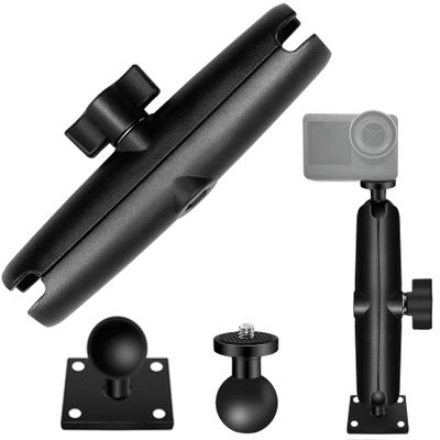 Aluminum Alloy Double Socket Arm 5.9" Compatible with RAM Mounts B Size 1" Ball Adapetr Componentswith Phone Mount for Navigator/Action Camera