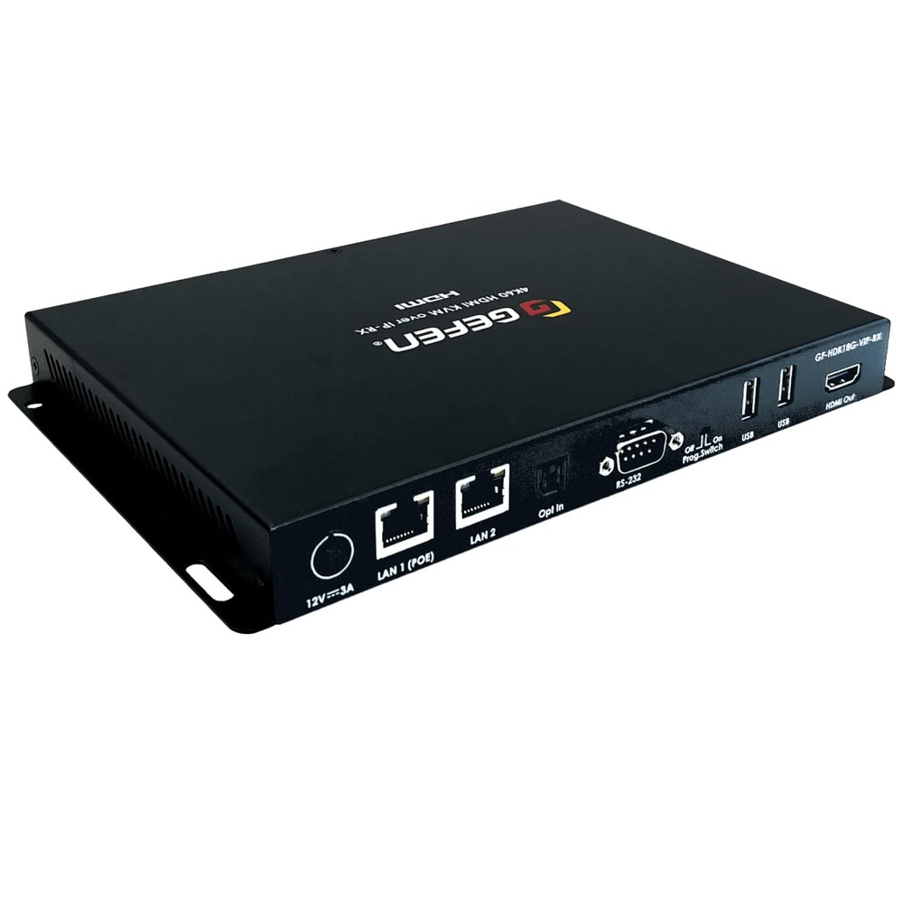 Gefen HDMI Over IP Receiver  4K60 4:4:4 HDR10+, Dolby Vision, USB-C, PoE, HDCP 2.3, KVM & Audio Return (AV Over IP)  Ideal for Video Walls & Commercial AV (GF-HDK18G-VIP-RX)