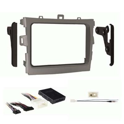 Double DIN Car Stereo Installation Kit (Silver) Compatible with Toyota Corolla 2009, 2010, 2011, 2012 and 2013 for Factory Amplified Models