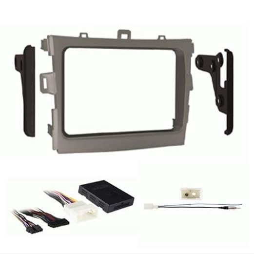 Double DIN Car Stereo Installation Kit (Silver) Compatible with Toyota Corolla 2009, 2010, 2011, 2012 and 2013 for Factory Amplified Models