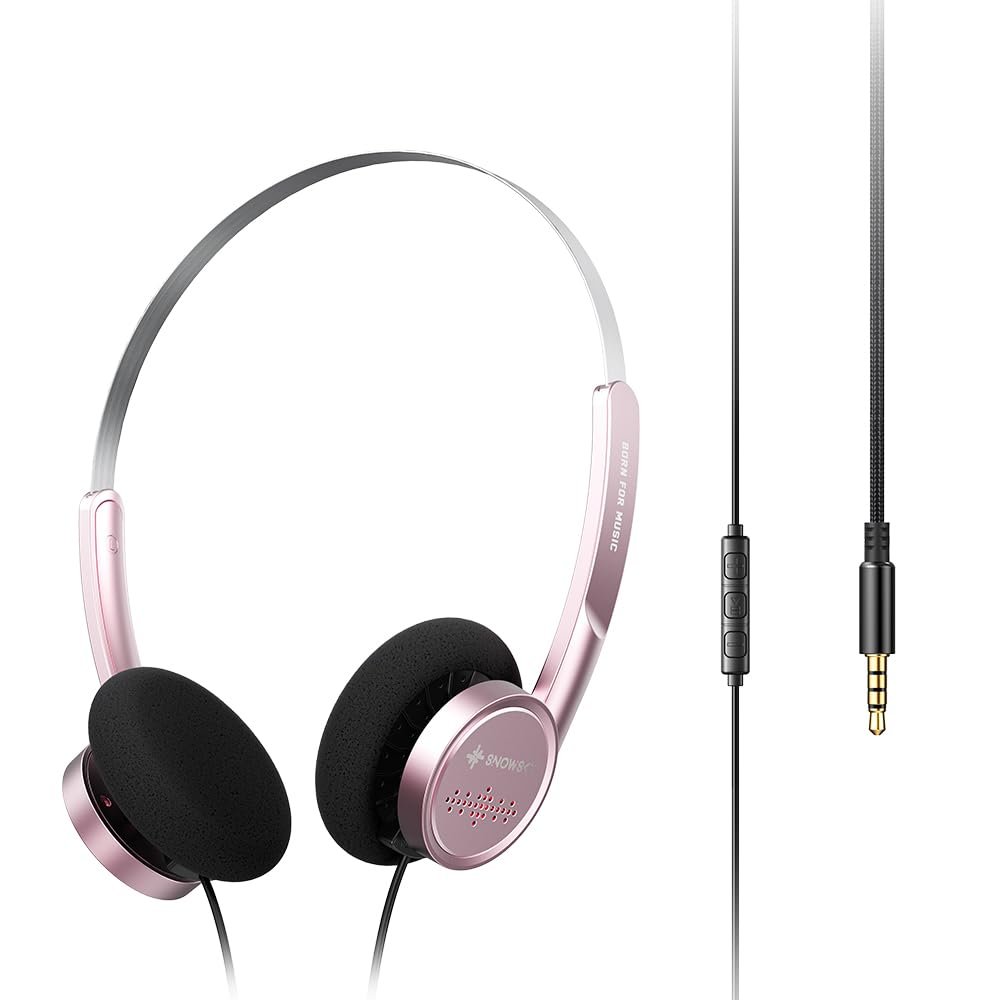 FiiO Snowsky Wind 3.5mm ON-Ear Headphones for Recording Gaming with Microphone, 40mm Diaphragms Driver,HiFi Sound (Pink)