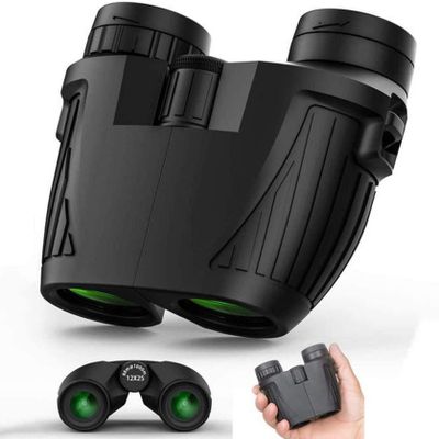 12x25 Roof Prism Binoculars for Adults,12mm Super Bright BAK4 Prism FMC Lens,High Power Easy Focus,with Clear Weak Light Vision,for Travel, Hunting, Concerts and Sport Games