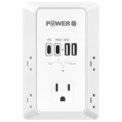20W PD Fast Charging Wall Outlet with USB Ports (2C2A), Electrical Outlet Extender, Surge Protector, Wall Plug Adapter for Multiple Devices, Wall Socket Expander