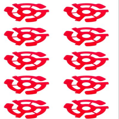 45 RPM Vinyl Record Adapters, 7 Inch Singles, Plastic Inserts (10) (red)