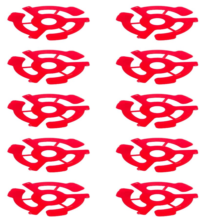 45 RPM Vinyl Record Adapters, 7 Inch Singles, Plastic Inserts (10) (red)