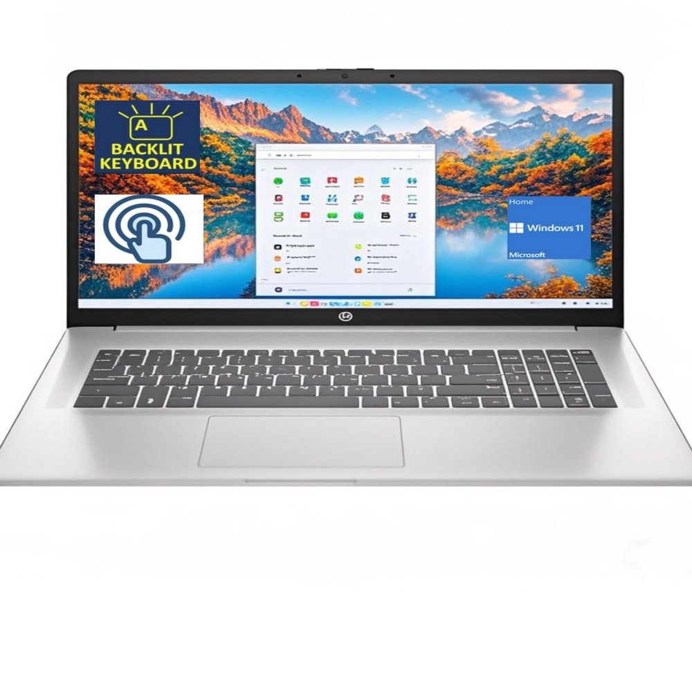 HP 17 Business Laptop 17.3" HD+ Touchscreen Intel 10-core 7 150U (> i7-1355U),16GB RAM,1TB SSD, Backlit USB-C, Wi-Fi 6,Windows 11 Home, Silver