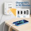 20W PD Fast Charging Wall Outlet with USB Ports (3C1A), Electrical Outlet Extender with Night Light, Surge Protector, Wall Plug Adapter for Multiple Devices, Wall Socket Expander view 2