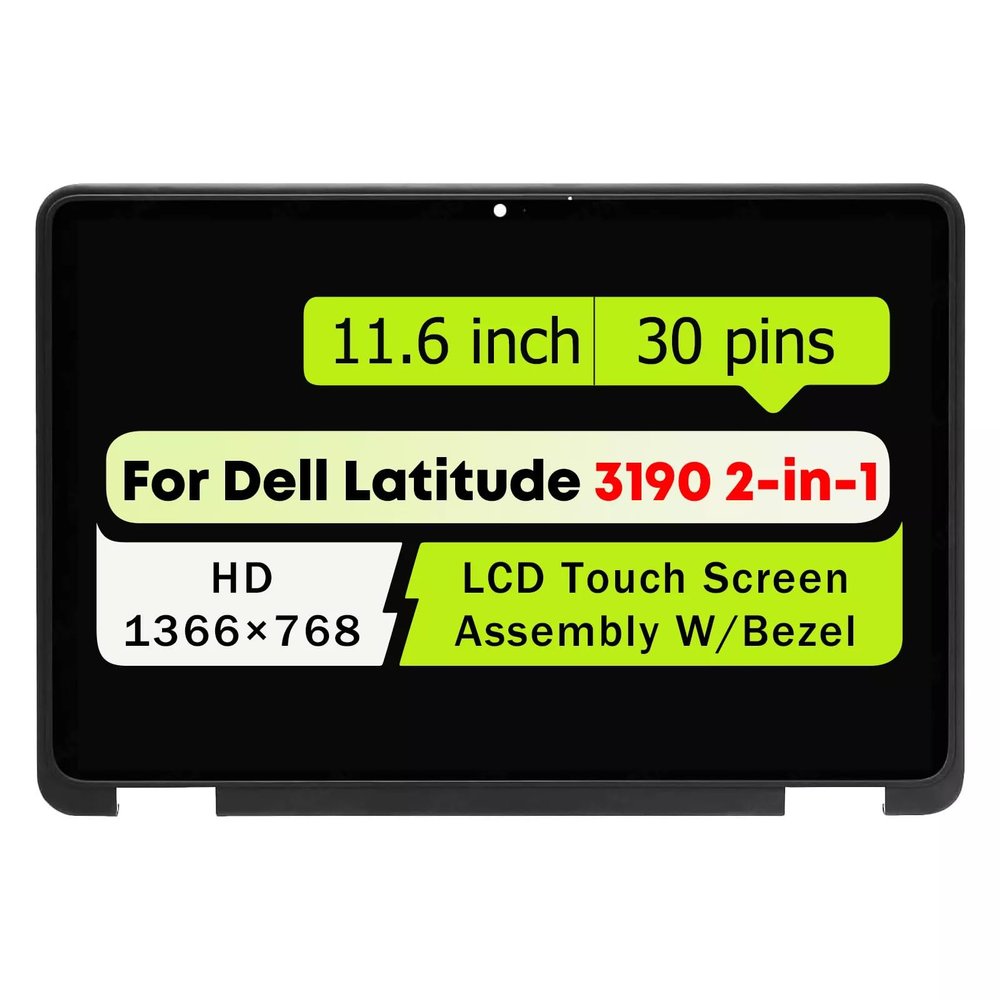 11.6" LCD Screen Assembly for Dell Latitude 3190 2 in 1 NV116WHM-N43 NV116WHM-A23 DD9NC 9KNWN 0DD9NC 09KNWN 04R0FT 4R0FT HD 1366 * 768 40 pins Touch Display Digitizer