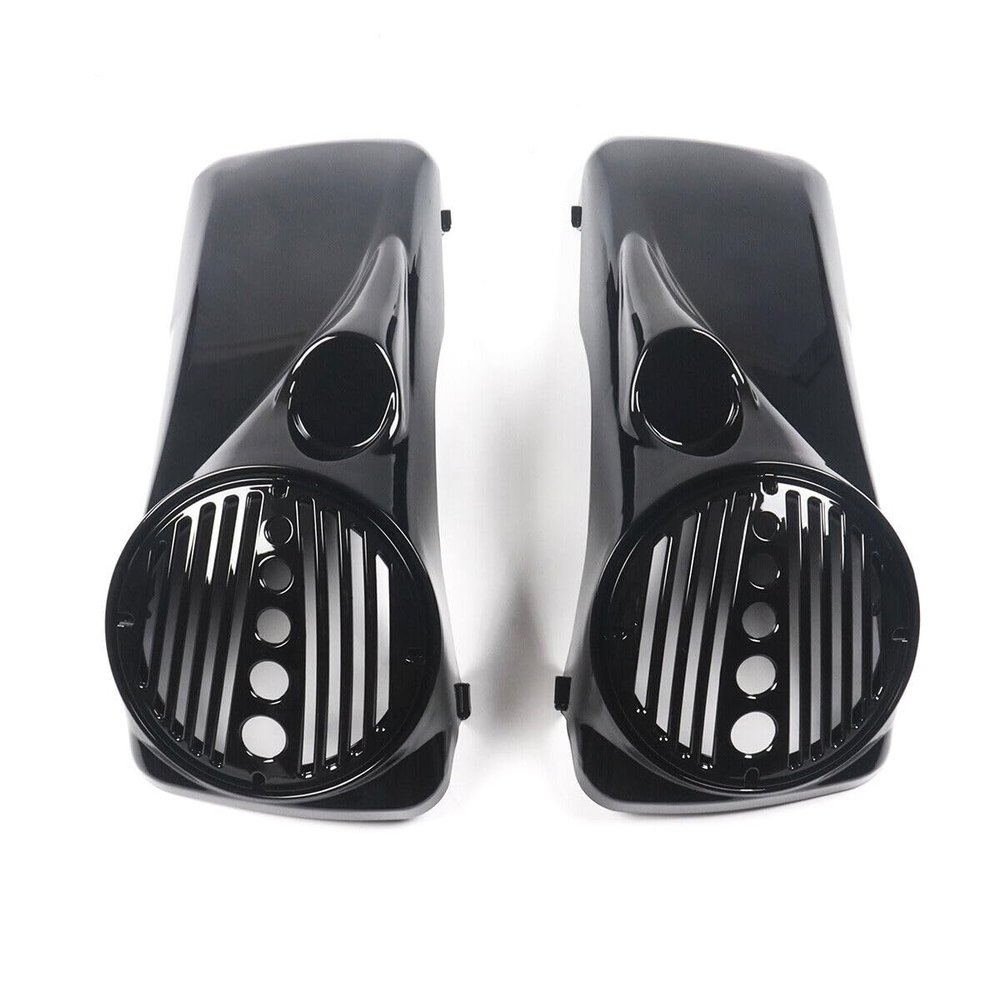 DFMT 8" Speaker Lids w/Tweeter Port Fit for Harley 1994-2013 Touring Models Street Glide Electra Glide Road Glide Saddlebags Speaker Lid 94-13 - Vivid Black