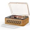 CARONSORT CD Player Music Box with Bluetooth Nostalgic Retro Portable CD Players for Home, HiFi Speakers Music Player FM Radio Wired and Remote Control-Walnut Yellow view 1