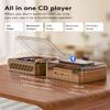 CARONSORT CD Player Music Box with Bluetooth Nostalgic Retro Portable CD Players for Home, HiFi Speakers Music Player FM Radio Wired and Remote Control-Walnut Yellow view 4