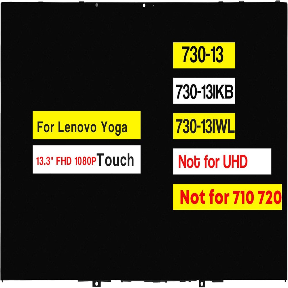 13.3" Screen Assembly for Lenovo Yoga 730-13IKB 730-13IWL 81CT 81JR 5D10Q89746 5D10Q89743 81CT0008US FHD 1920 * 1080 30 pins LCD Touch Display Digitizer