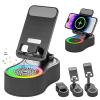 Cell Phone Stand with Bluetooth Speaker - Wireless Bluetooth Speaker with 360 Rotatable Phone Holder, Multifunctional Adjustable Stand with Charging Compatible with Tablet for Home Desk (Black) view 1