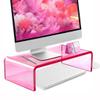 CalorMixs Ergonomic Acrylic Monitor Stand with Storage - Bright Pink Desktop Organizer for Back Pain Relief & Space Saving, Stylish & Modern Desktop Organizer(Home/Office Use) view 1