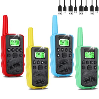 Ciphersmesh Walkie Talkies Long Range for Adults - Rechargeable Handheld Two Way Radios with 22 FRS Channels Radio, Kids Walkie Talkies with LED Flashlight, VOX Walky Talky for Camping Hiking 4 Pack
